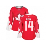 Women's Adidas Team Canada #14 Jamie Benn Authentic Red Away 2016 World Cup Hockey Jersey