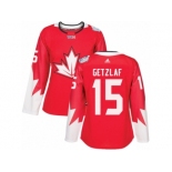 Women's Adidas Team Canada #15 Ryan Getzlaf Authentic Red Away 2016 World Cup Hockey Jersey