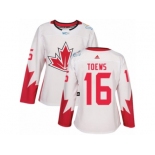 Women's Adidas Team Canada #16 Jonathan Toews Authentic White Home 2016 World Cup Hockey Jersey