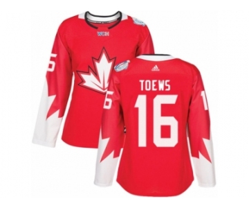 Women's Adidas Team Canada #16 Jonathan Toews Premier Red Away 2016 World Cup Hockey Jersey