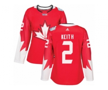 Women's Adidas Team Canada #2 Duncan Keith Premier Red Away 2016 World Cup Hockey Jersey