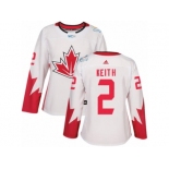 Women's Adidas Team Canada #2 Duncan Keith Premier White Home 2016 World Cup Hockey Jersey