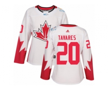 Women's Adidas Team Canada #20 John Tavares Authentic White Home 2016 World Cup Hockey Jersey