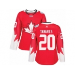 Women's Adidas Team Canada #20 John Tavares Premier Red Away 2016 World Cup Hockey Jersey