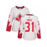 Women's Adidas Team Canada #31 Carey Price Authentic White Home 2016 World Cup Hockey Jersey