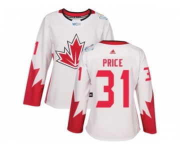 Women's Adidas Team Canada #31 Carey Price Authentic White Home 2016 World Cup Hockey Jersey