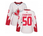 Women's Adidas Team Canada #50 Corey Crawford Authentic White Home 2016 World Cup Hockey Jersey