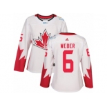 Women's Adidas Team Canada #6 Shea Weber Authentic White Home 2016 World Cup Hockey Jersey