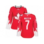 Women's Adidas Team Canada #7 Jake Muzzin Premier Red Away 2016 World Cup Hockey Jersey