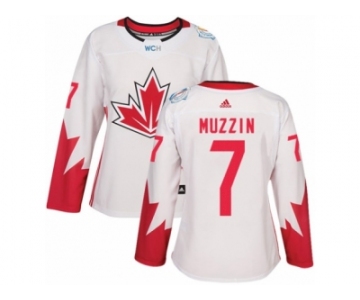 Women's Adidas Team Canada #7 Jake Muzzin Premier White Home 2016 World Cup Hockey Jersey