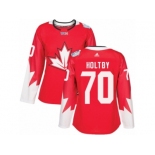 Women's Adidas Team Canada #70 Braden Holtby Premier Red Away 2016 World Cup Hockey Jersey