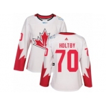 Women's Adidas Team Canada #70 Braden Holtby Premier White Home 2016 World Cup Hockey Jersey