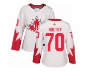 Women's Adidas Team Canada #70 Braden Holtby Premier White Home 2016 World Cup Hockey Jersey