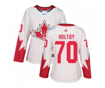 Women's Adidas Team Canada #70 Braden Holtby Premier White Home 2016 World Cup Hockey Jersey