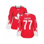 Women's Adidas Team Canada #77 Jeff Carter Authentic Red Away 2016 World Cup Hockey Jersey