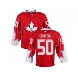 Youth Adidas Team Canada #50 Corey Crawford Premier Red Away 2016 World Cup Ice Hockey Jersey