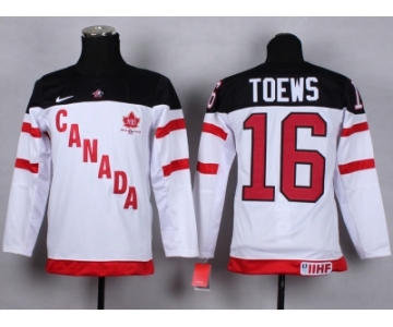 Youth nhl team canada #16 toews white jerseys[100 th]