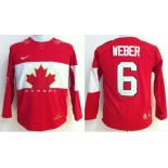 youth nhl jerseys team canada #6 weber red[2014 winter olympics]