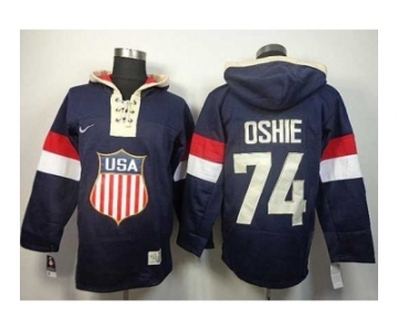 2014 winter olympics nhl jerseys #74 oshie blue USA[pullover hooded sweatshirt]