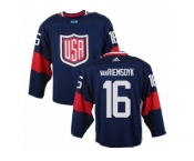 Men Adidas Team USA #16 James van Riemsdyk Navy Blue Away 2016 World Cup Ice nhl Jersey