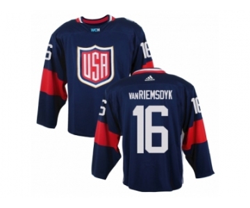 Men Adidas Team USA #16 James van Riemsdyk Navy Blue Away 2016 World Cup Ice nhl Jersey