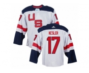 Men Adidas Team USA #17 Ryan Kesler Authentic White Home 2016 World Cup Ice Hockey Jersey