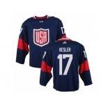 Men Adidas Team USA #17 Ryan Kesler Navy Blue Away 2016 World Cup Ice Hockey Jersey