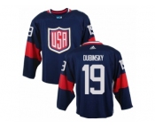 Men Adidas Team USA #19 Brandon Dubinsky Navy Blue Away 2016 World Cup Ice Hockey Jersey