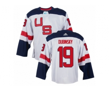 Men Adidas Team USA #19 Brandon Dubinsky Premier White 2016 World Cup Ice Hockey Jersey