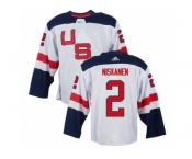 Men Adidas Team USA #2 Matt Niskanen White 2016 World Cup Ice Hockey Jersey