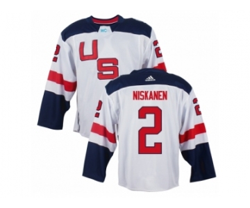 Men Adidas Team USA #2 Matt Niskanen White 2016 World Cup Ice Hockey Jersey