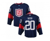 Men Adidas Team USA #20 Ryan Suter Navy Blue Away 2016 World Cup Ice Hockey Jersey