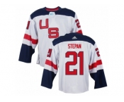 Men Adidas Team USA #21 Derek Stepan Premier White 2016 World Cup Ice Hockey Jersey