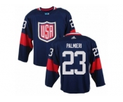 Men Adidas Team USA #23 Kyle Palmieri Navy Blue Away 2016 World Cup Ice Hockey Jersey