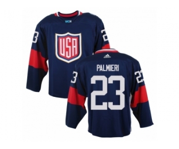 Men Adidas Team USA #23 Kyle Palmieri Navy Blue Away 2016 World Cup Ice Hockey Jersey