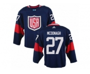 Men Adidas Team USA #27 Ryan McDonagh Navy Blue Away 2016 World Cup Ice Hockey Jersey