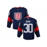 Men Adidas Team USA #30 Ben Bishop Navy Blue 2016 World Cup Ice Hockey Jersey