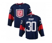 Men Adidas Team USA #30 Ben Bishop Navy Blue 2016 World Cup Ice Hockey Jersey