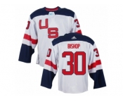 Men Adidas Team USA #30 Ben Bishop White 2016 World Cup Ice Hockey Jersey