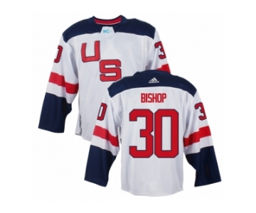 Men Adidas Team USA #30 Ben Bishop White 2016 World Cup Ice Hockey Jersey