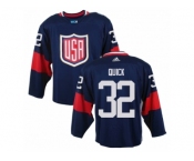 Men Adidas Team USA #32 Jonathan Quick Navy Blue 2016 World Cup Ice Hockey Jersey