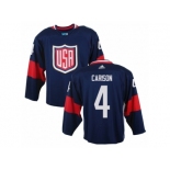 Men Adidas Team USA #4 John Carlson Navy Blue 2016 World Cup Ice Hockey Jersey