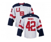 Men Adidas Team USA #42 David Backes White 2016 World Cup Ice Hockey Jersey