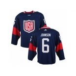 Men Adidas Team USA #6 Erik Johnson Navy Blue 2016 World Cup Ice Hockey Jersey