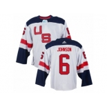 Men Adidas Team USA #6 Erik Johnson White 2016 World Cup Ice Hockey Jersey