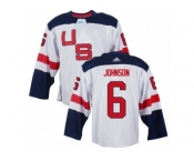 Men Adidas Team USA #6 Erik Johnson White 2016 World Cup Ice Hockey Jersey