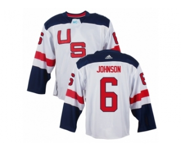 Men Adidas Team USA #6 Erik Johnson White 2016 World Cup Ice Hockey Jersey