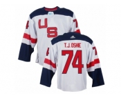 Men Adidas Team USA #74 T. J. Oshie White Home 2016 World Cup Ice Hockey Jersey