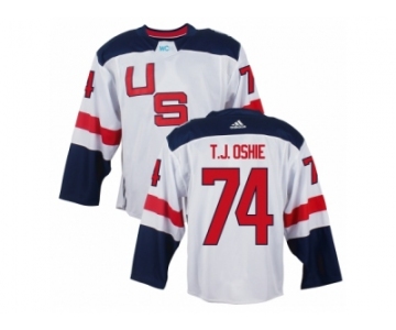 Men Adidas Team USA #74 T. J. Oshie White Home 2016 World Cup Ice Hockey Jersey