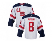 Men Adidas Team USA #8 Joe Pavelski White 2016 World Cup Ice Hockey Jersey